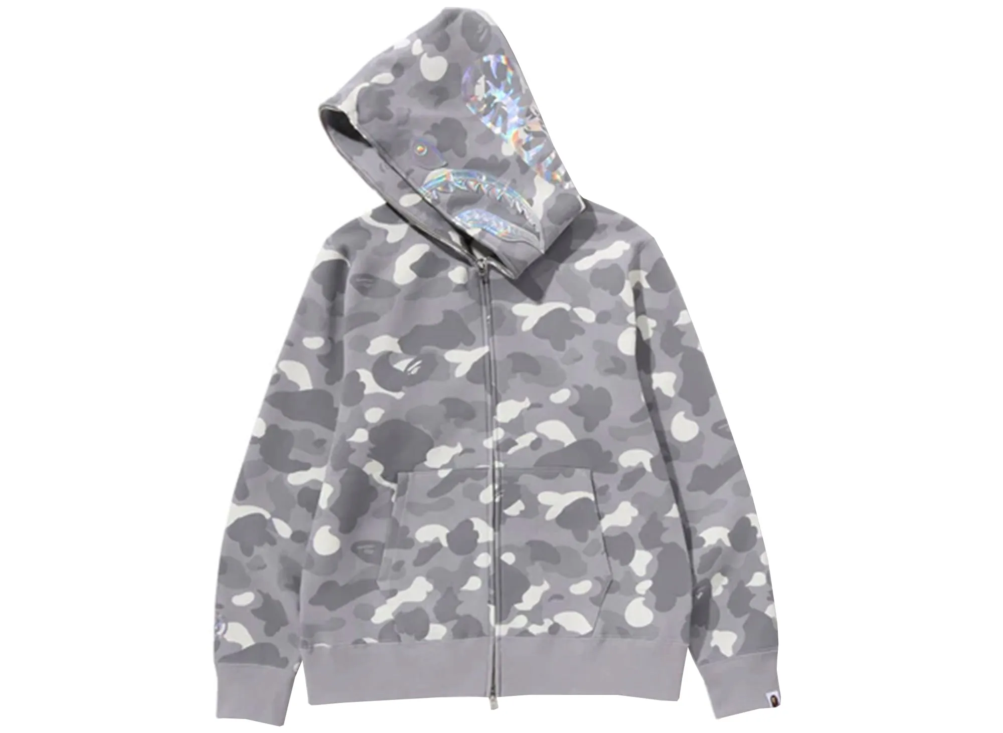 A Bathing Ape City Camo Shark Full Zip Hoodie in Gray xld