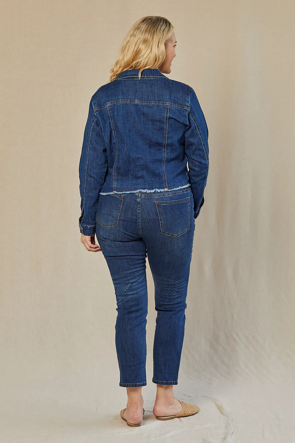 Adrift Cropped Denim Jacket in Mid Wash