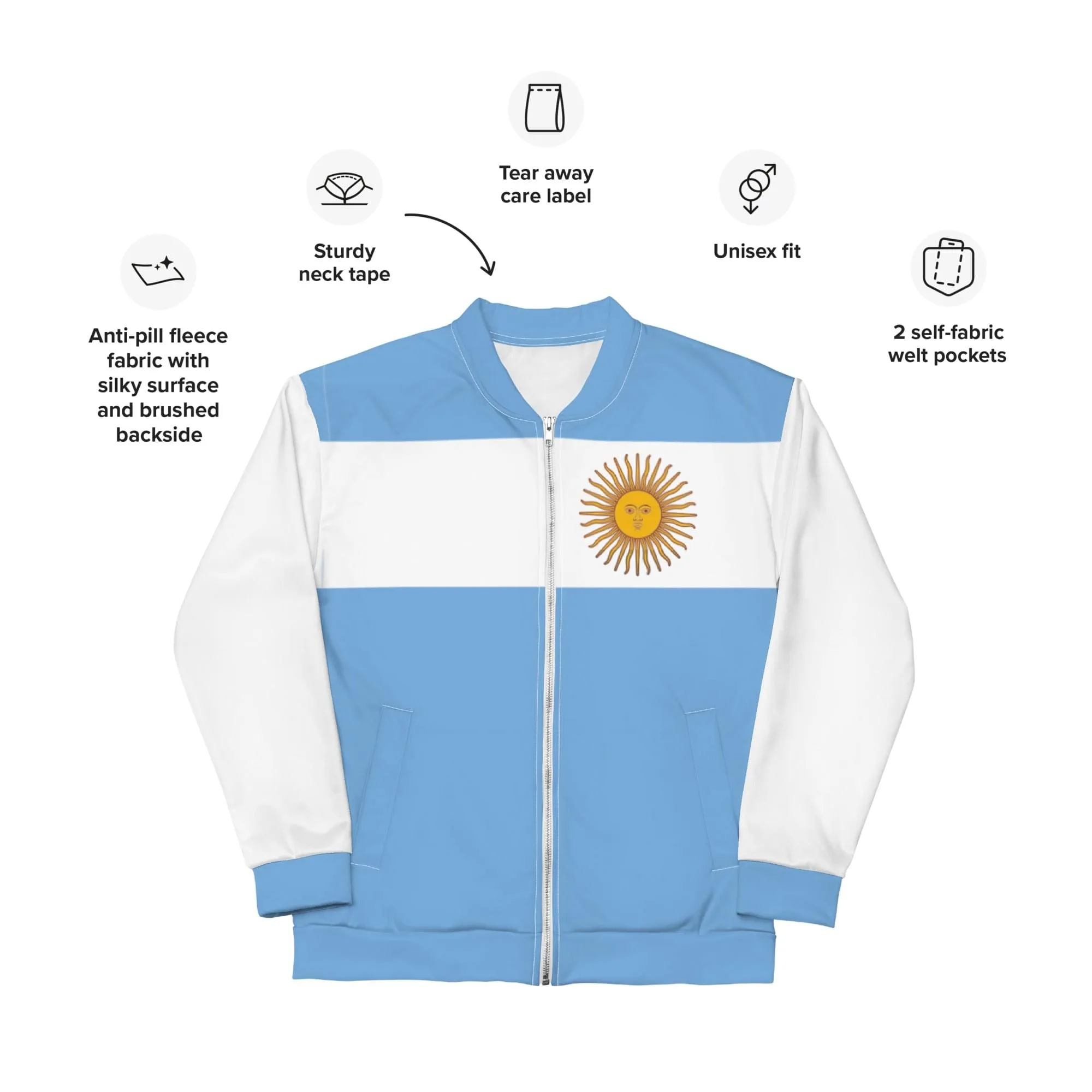 Argentina Jacket / Unisex Argentina Clothing Style / Colors Of The Argentina Flag