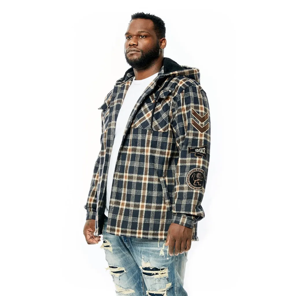 Big And Tall Varsity Patch Flannel Shacket