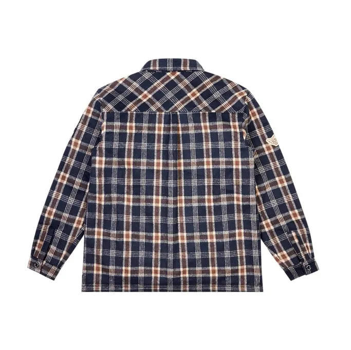 Big And Tall Varsity Patch Flannel Shacket