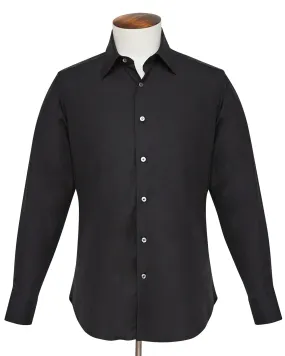 Black Alto Handmade Spread-Collar Shirt