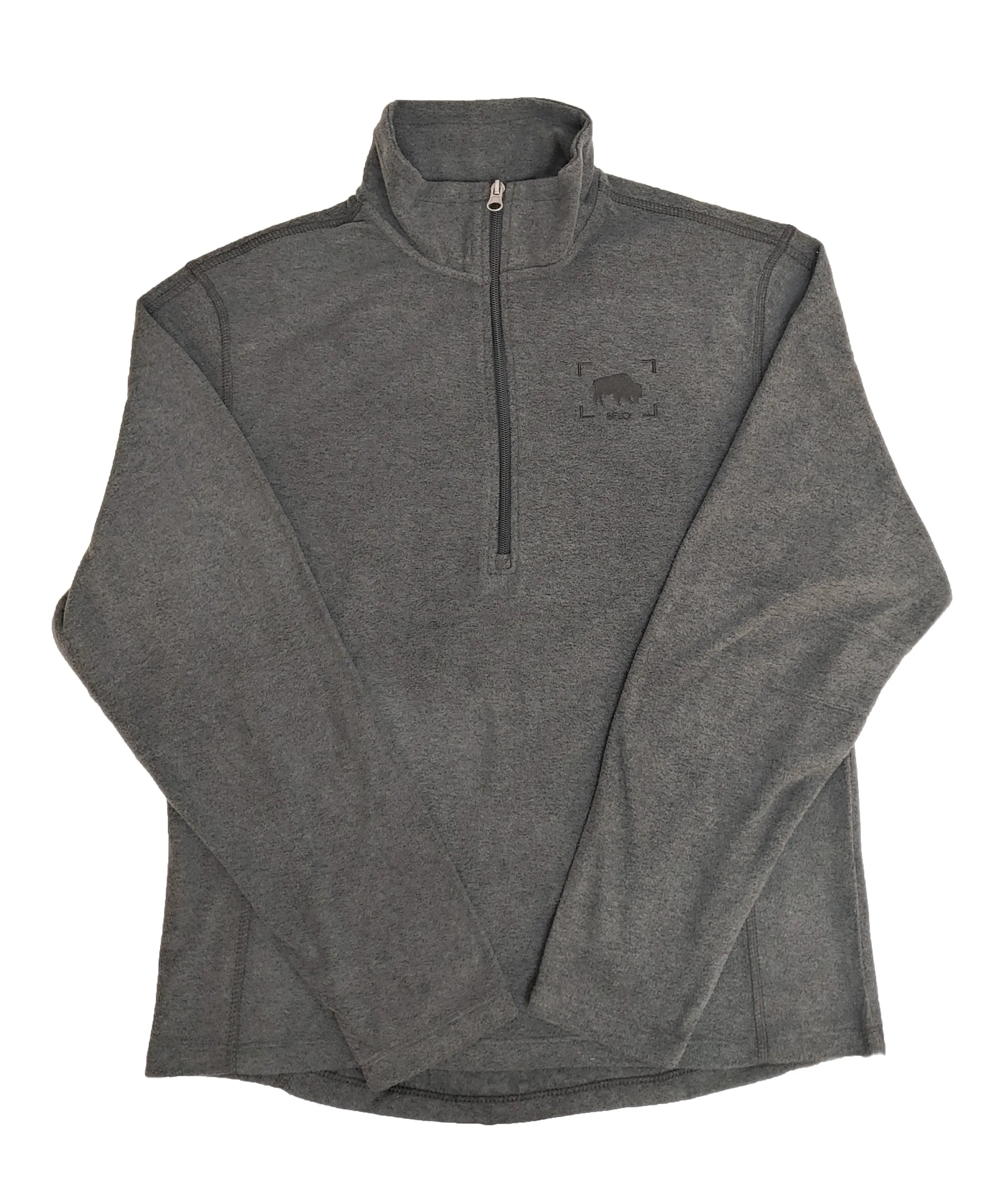 Black Charcoal Heather  Zip BFLO Pullover