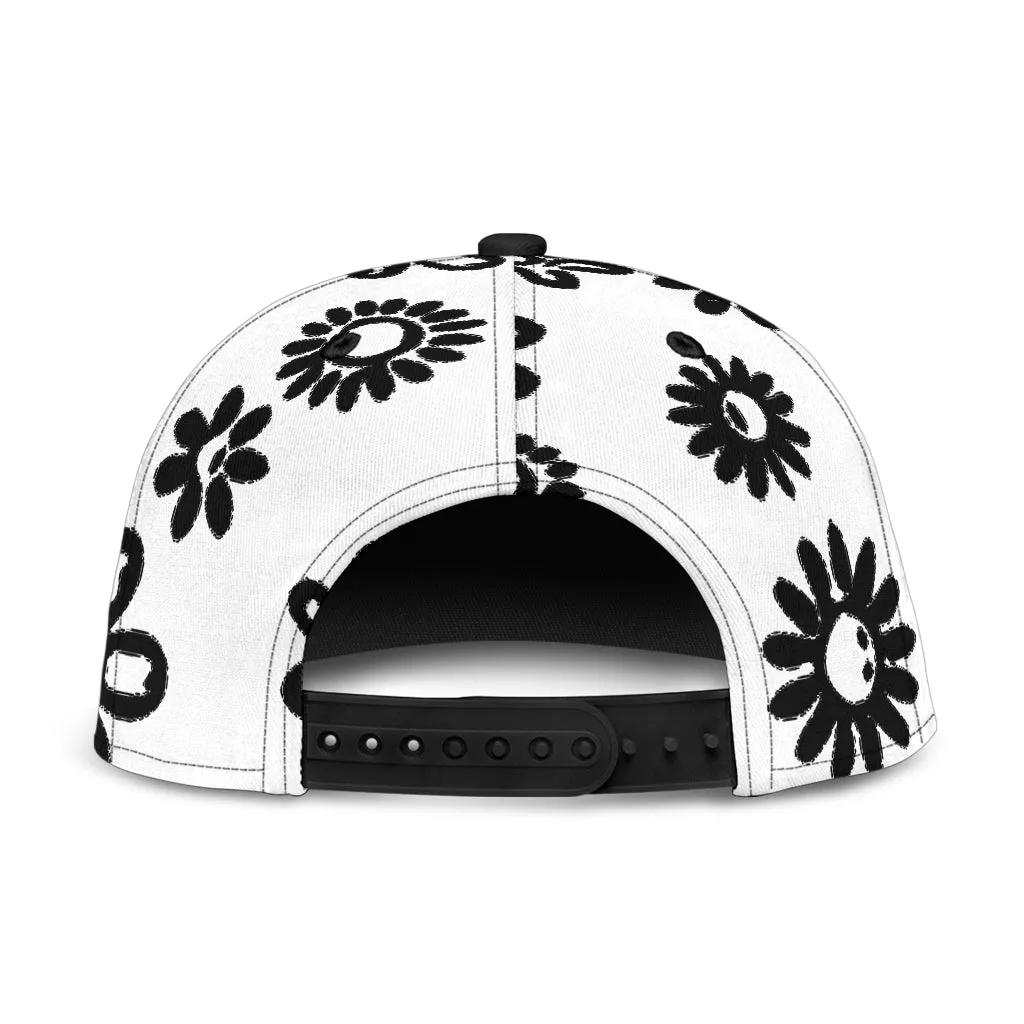 Black Flowers Snapback Hat