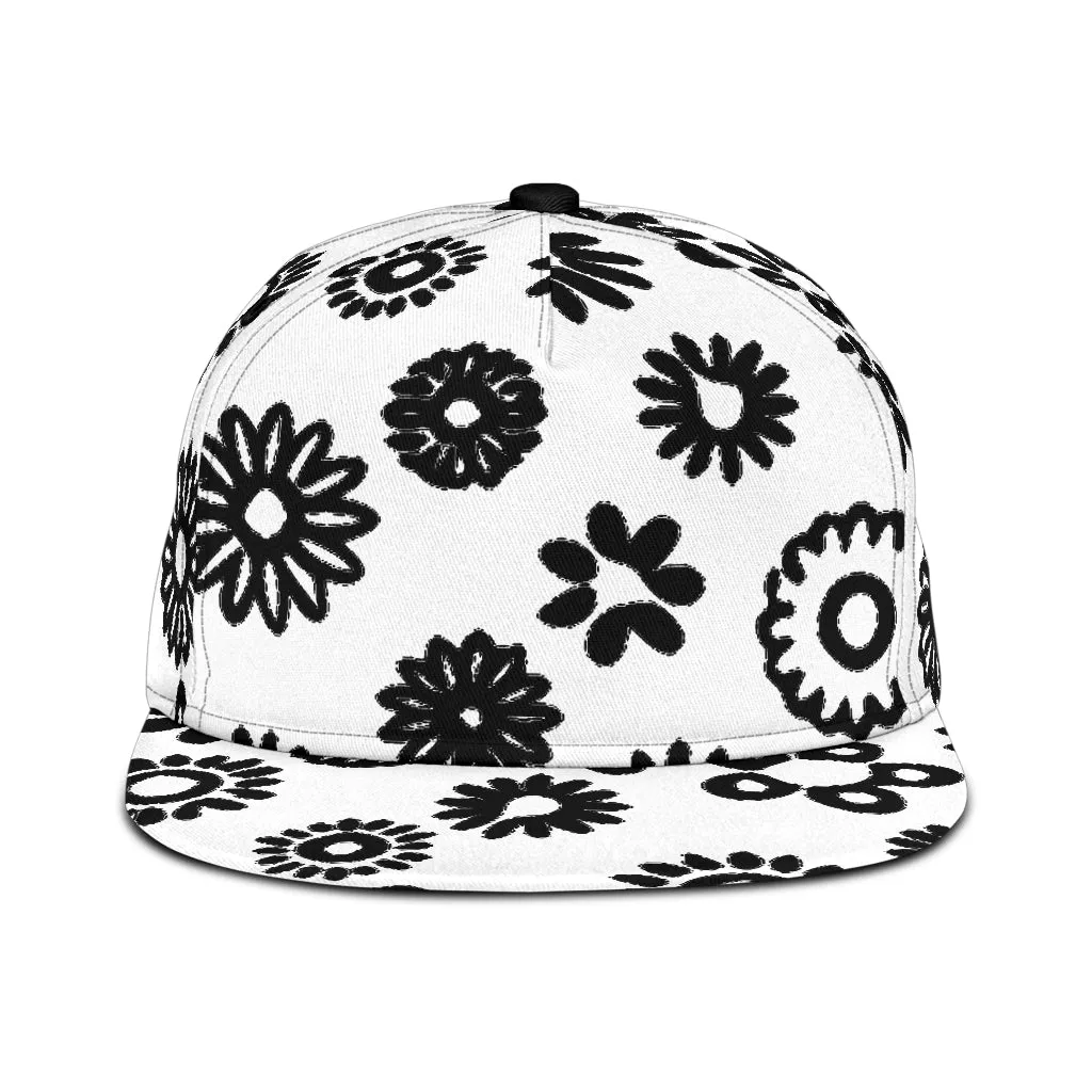 Black Flowers Snapback Hat