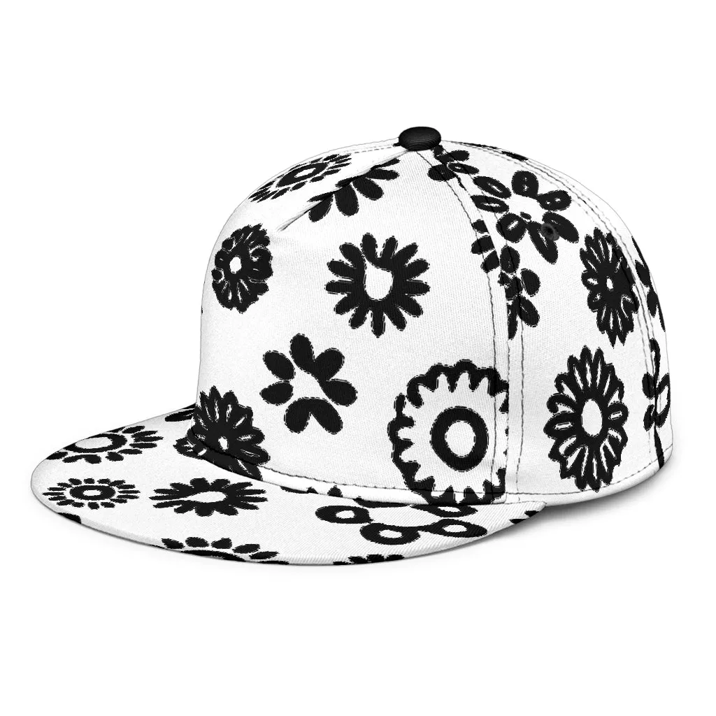 Black Flowers Snapback Hat