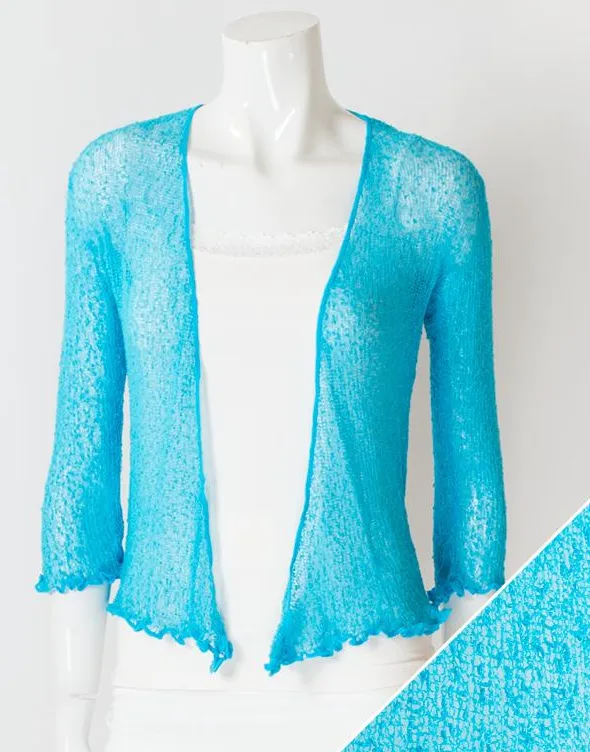 Blue Sky cardigan, short mesh shrug (10  colors)