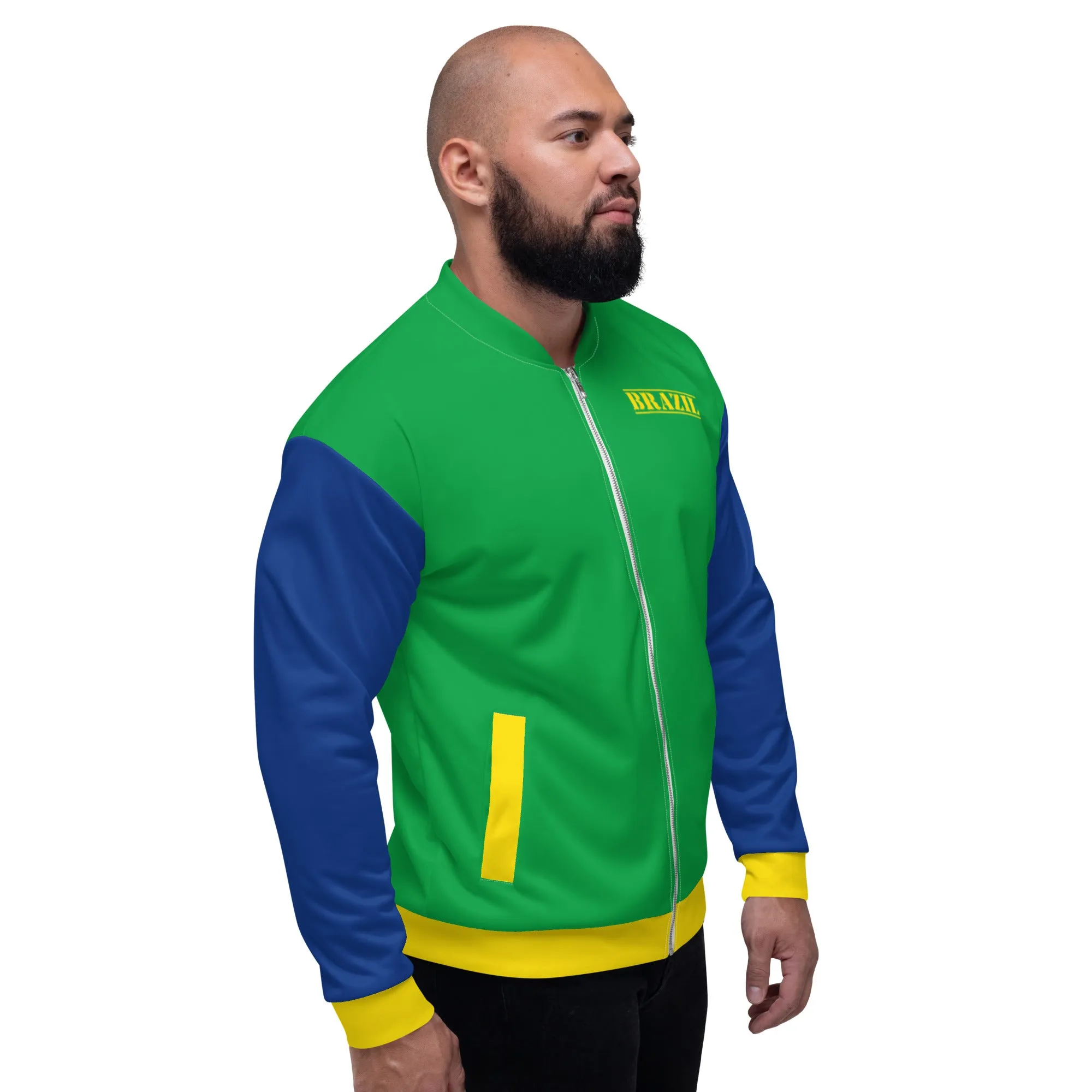 Brazil Jacket / Unisex Brazil Flag Color Bomber Jacket