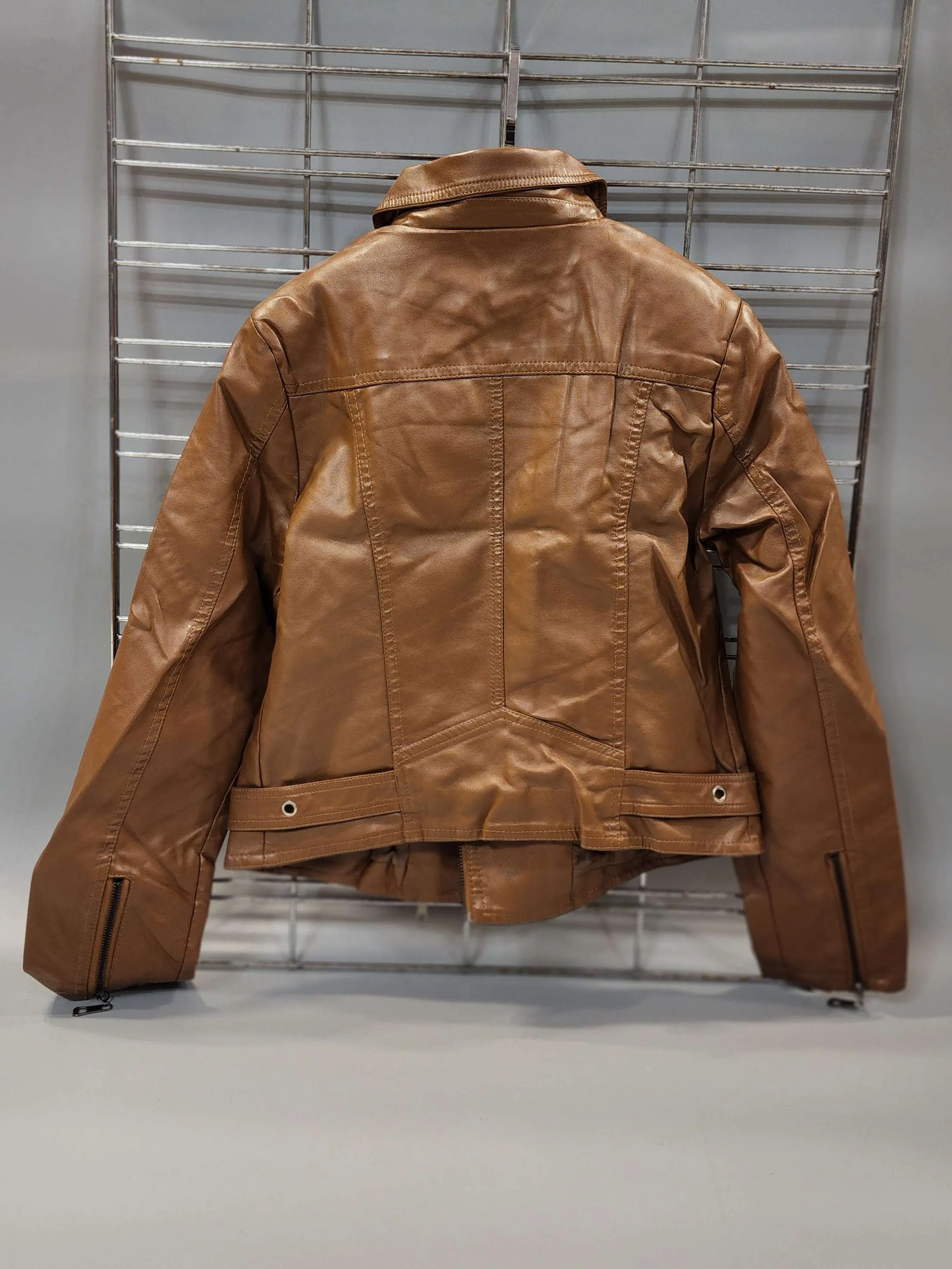 Brown Leather Slim Fit Jacket