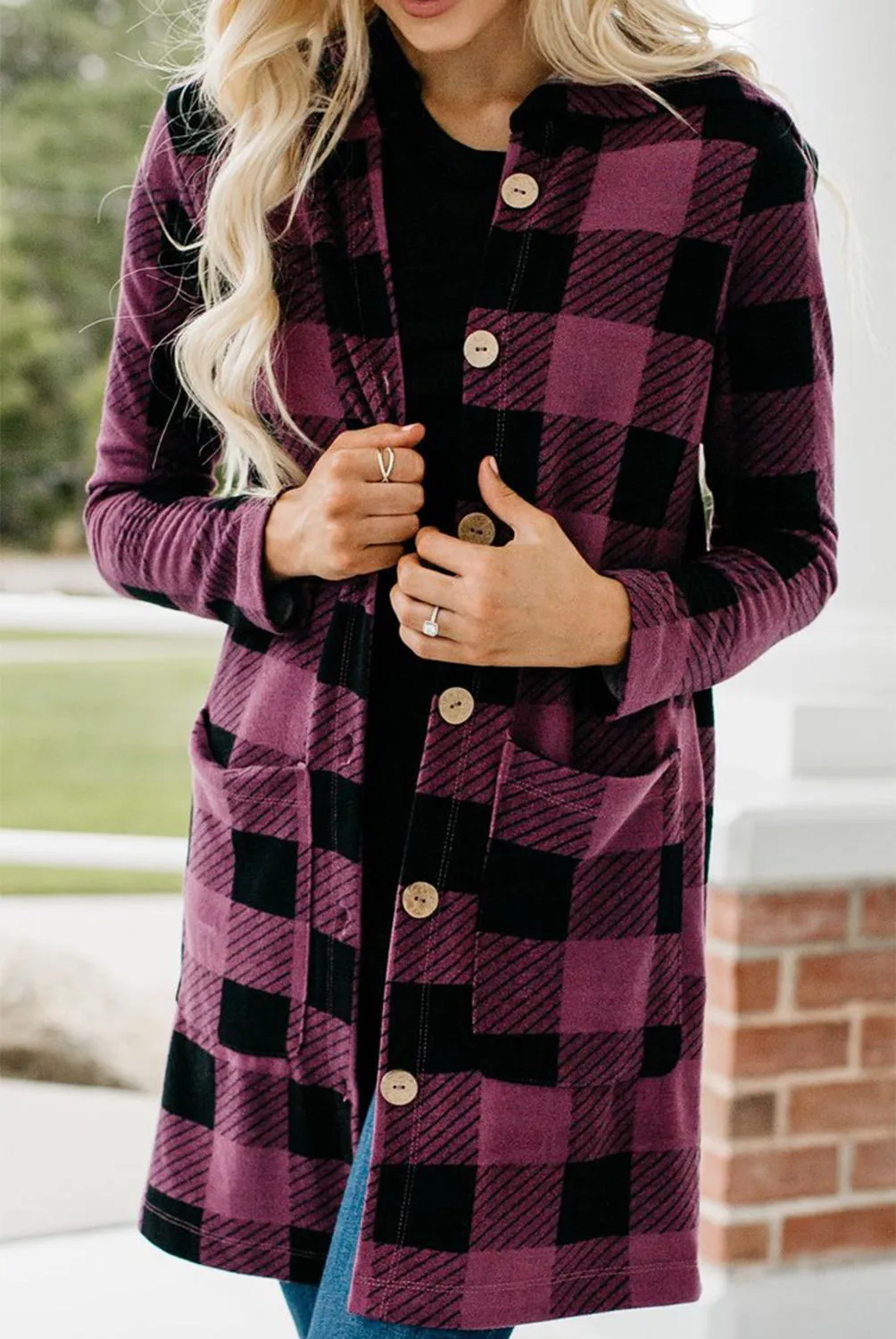 Buffalo Check Hooded Button Jacket