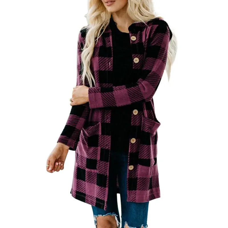 Buffalo Check Hooded Button Jacket