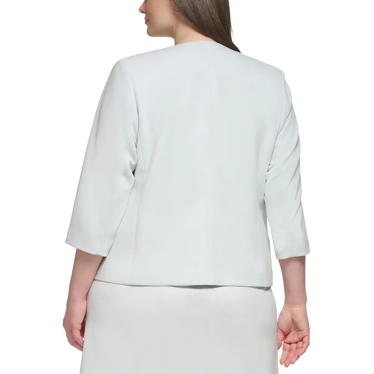 Calvin Klein Womens Plus Collarless f Open-Front Blazer