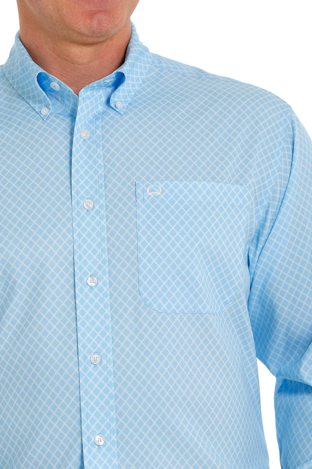 'Cinch' Men's ArenaFlex Print Classic Fit Button Down - Light Blue