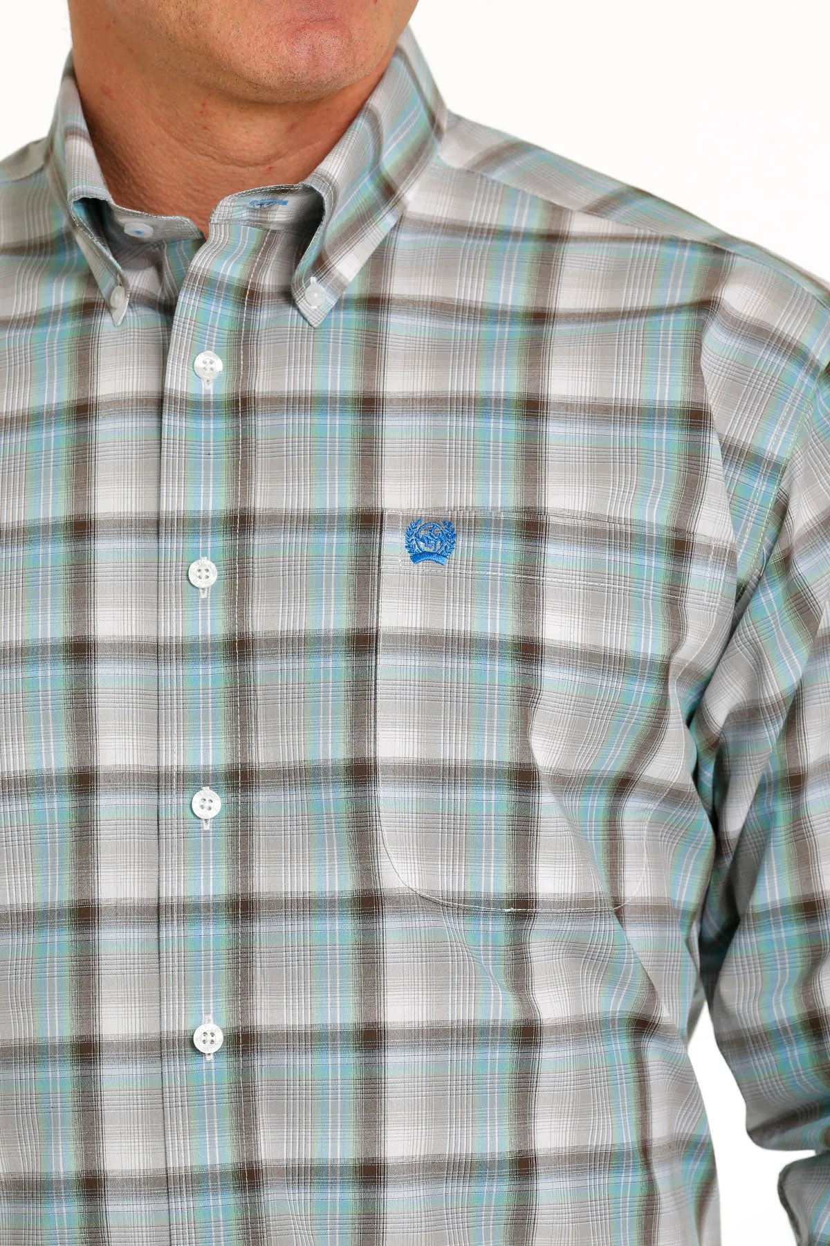 'Cinch' Men's Plaid Classic Fit Button Down - White / Green / Brown