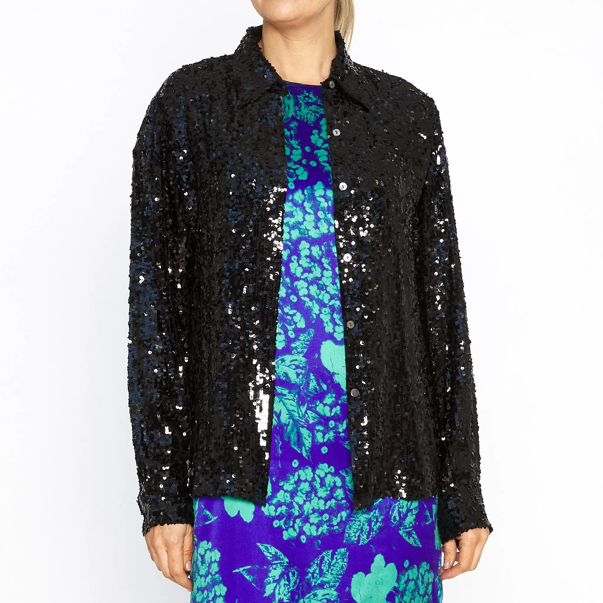 Cooper Shacket in Onyx Sequin