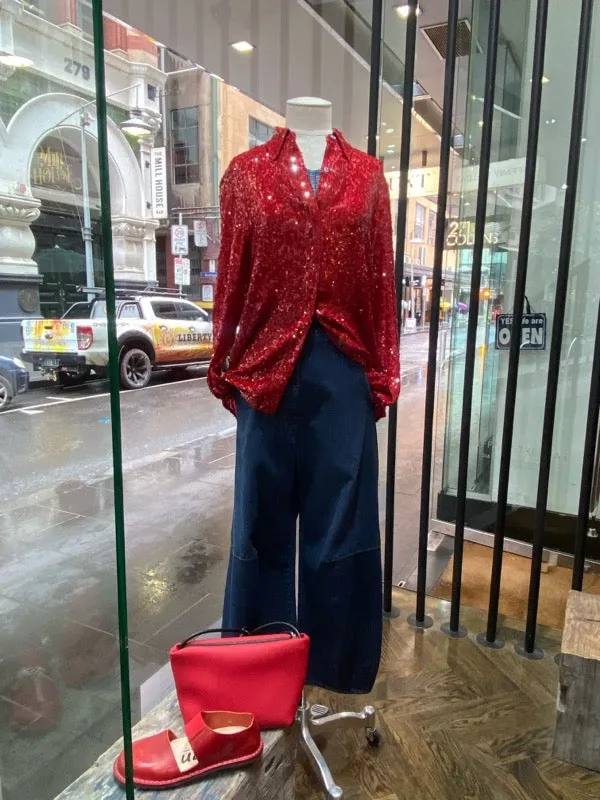 Cooper Shacket in Ruby Sequin