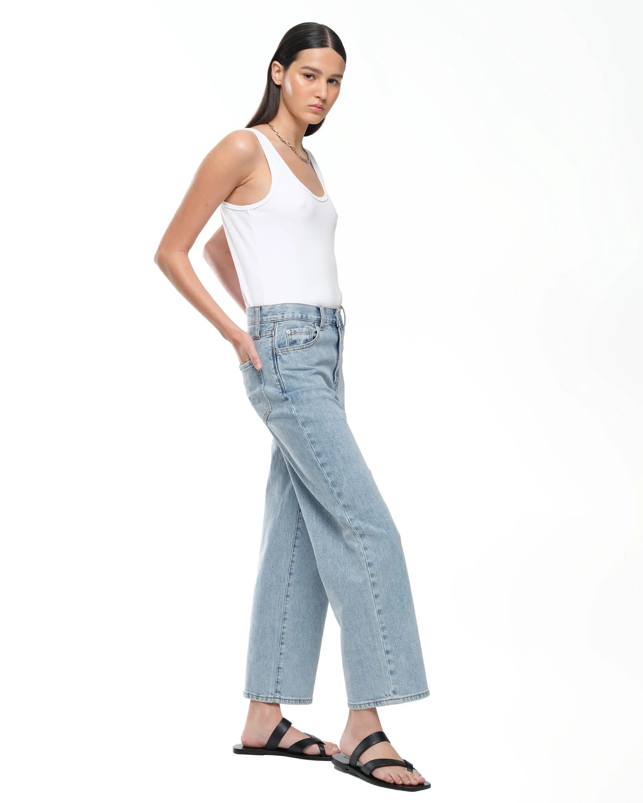 CROP WIDE LEG - FADED INDIGO