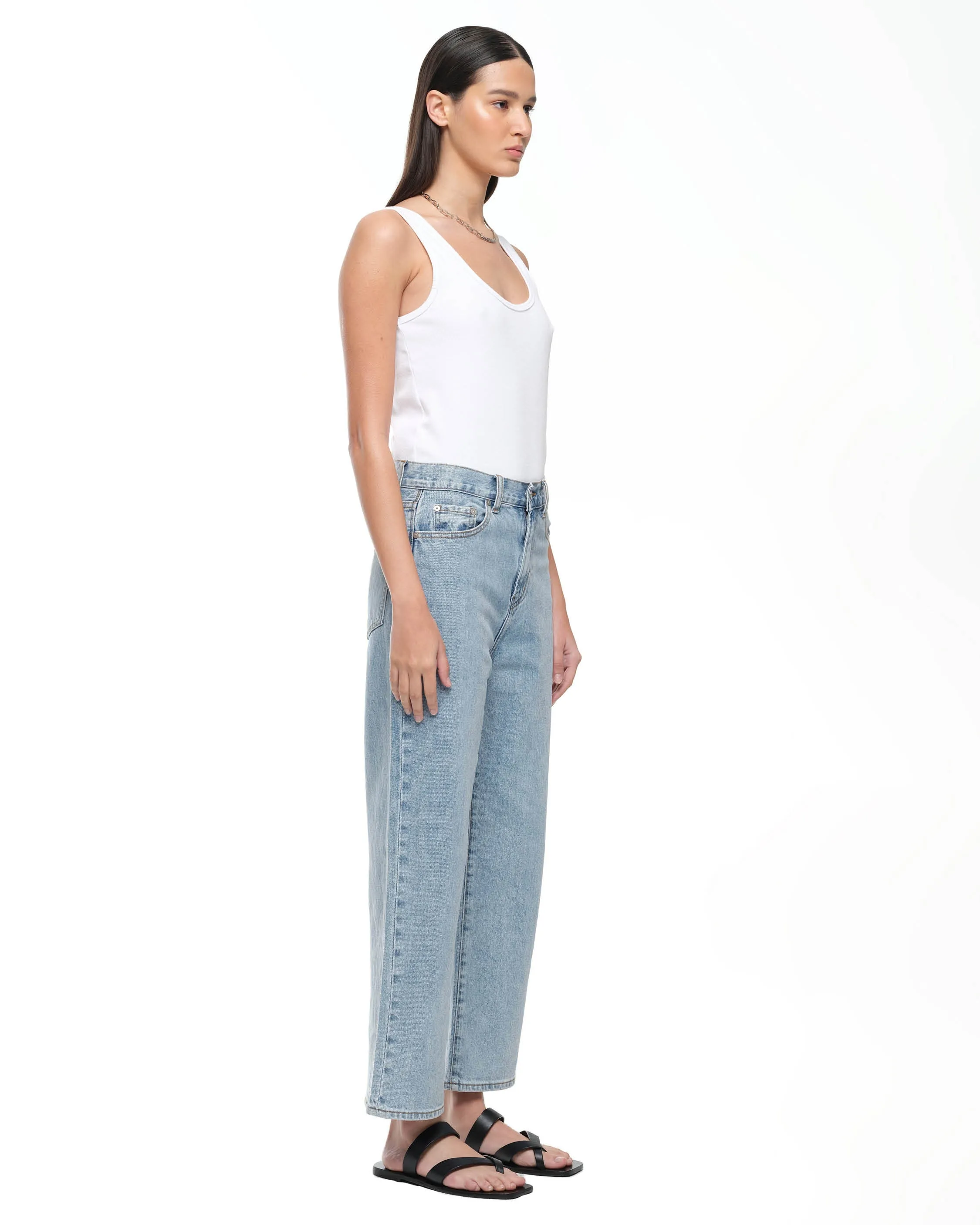 CROP WIDE LEG - FADED INDIGO