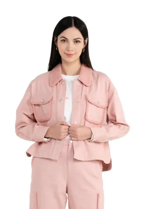 ELLE Apparel Double Front Pockets Button Up Jacket