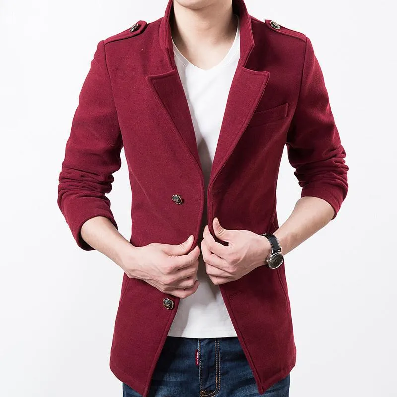 Epaulet Wool Blend Jacket