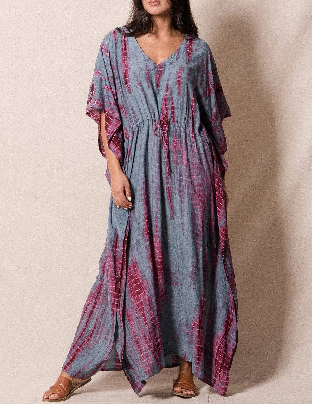 Fair Trade Tie-Dye Kaftan - Greyberry - As-Is-Clearance