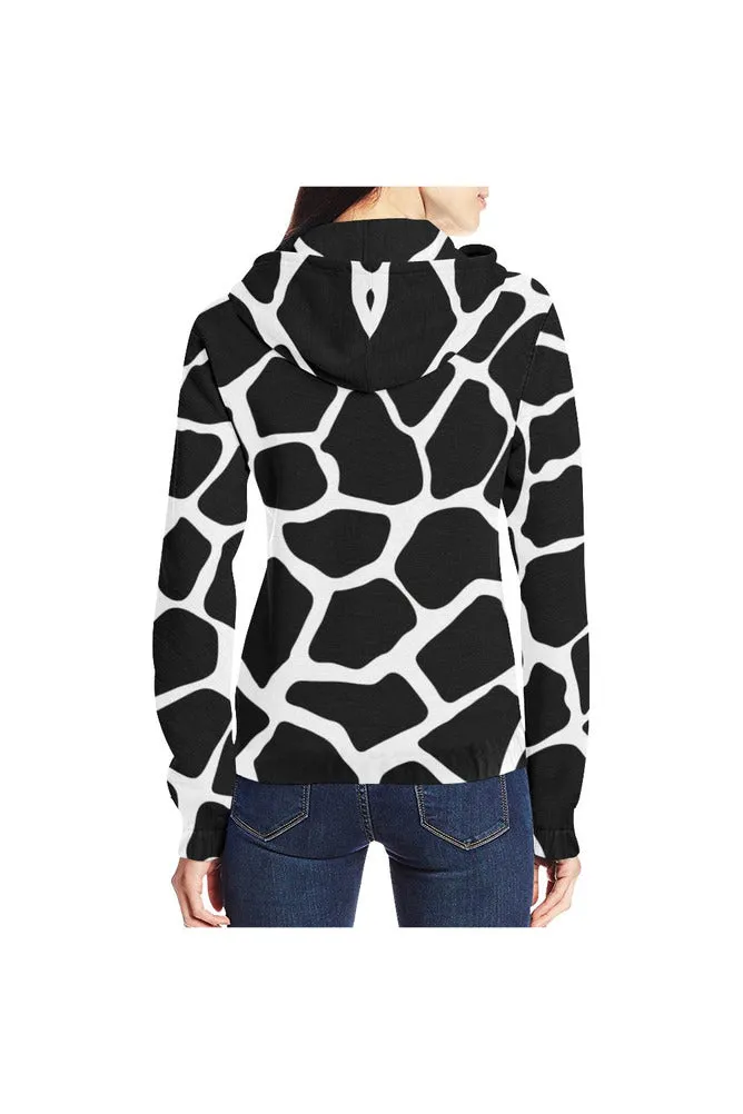 Giraffe Print Full Zip Hoodie for Women