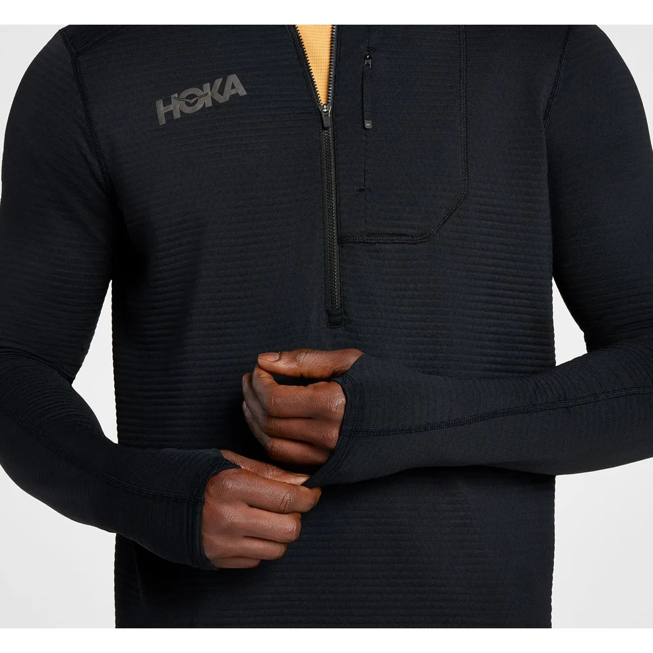 Hoka Mens Performance 1/2 Zip Long Sleeve Running Shirt - Lightweight Athletic Top for Outdoor Activities