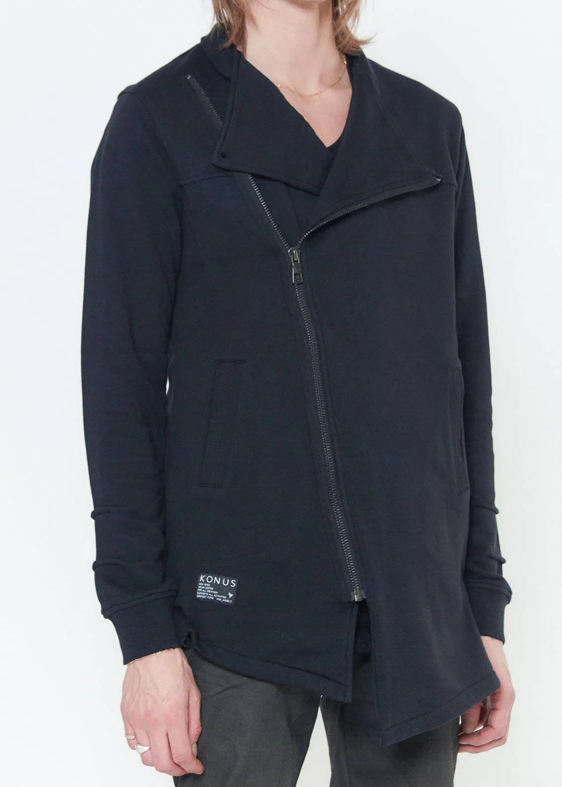 Konus Men's Asymmetrical Jacket in Black