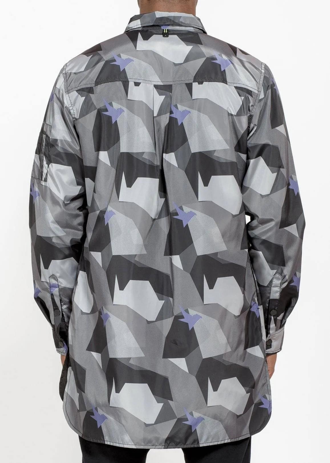 Konus Men's Camo Printed Long Shirt Jacket  in Black