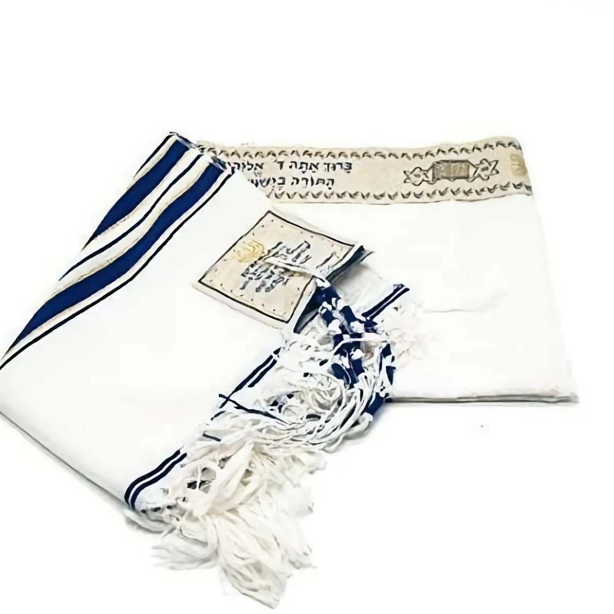 Large Messianic Tallit Prayer Shawl Talit Blue And Gold With Bag