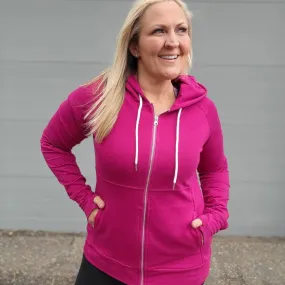 Magenta Full zip Woman's Hoodie