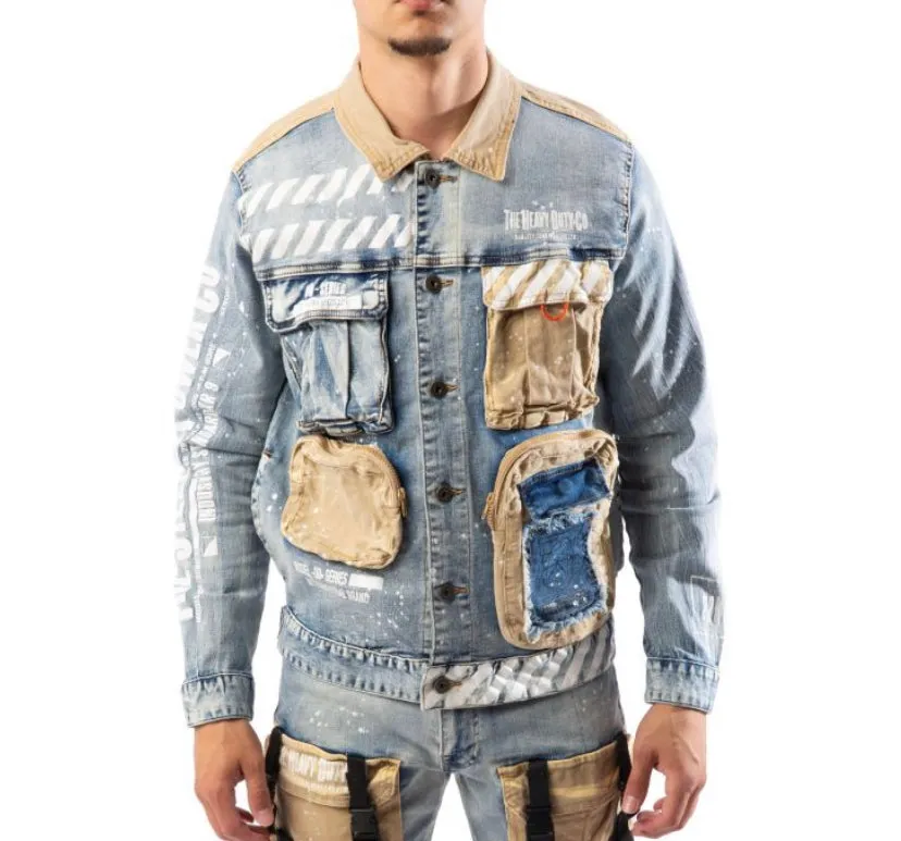 MEN HEAVY DUTY DENIM CARGO JACKET