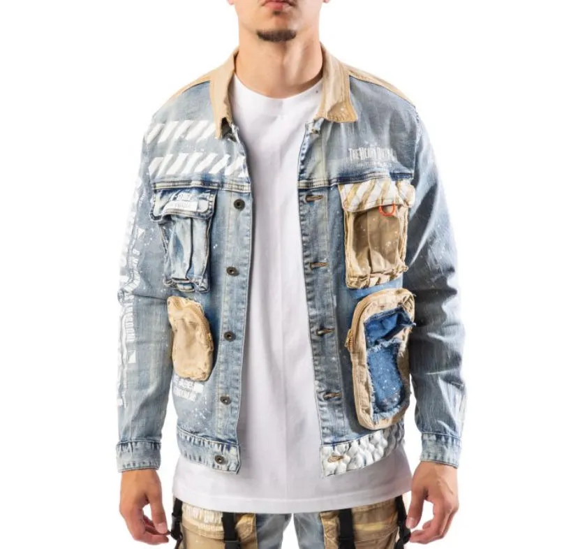 MEN HEAVY DUTY DENIM CARGO JACKET