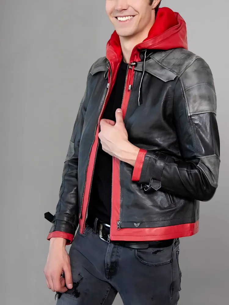 Mens Black Hooded Leather Jacket Limited Edition