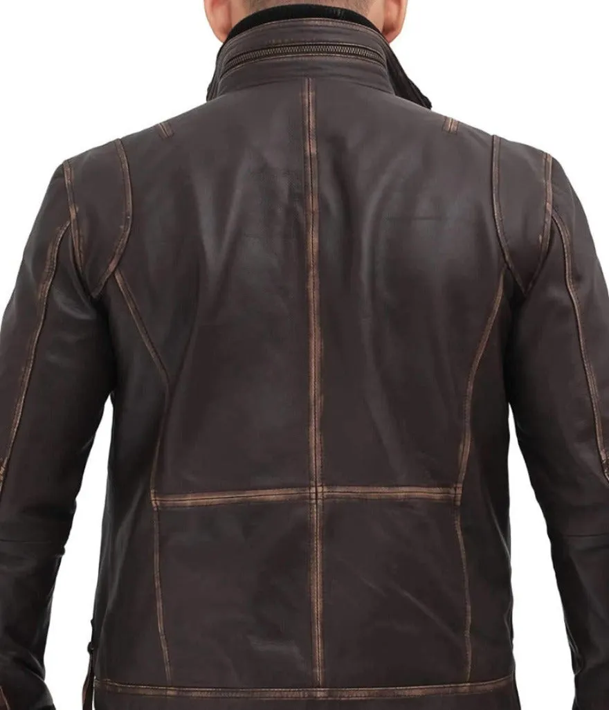 Mens Distressed Brown Leather Jacket