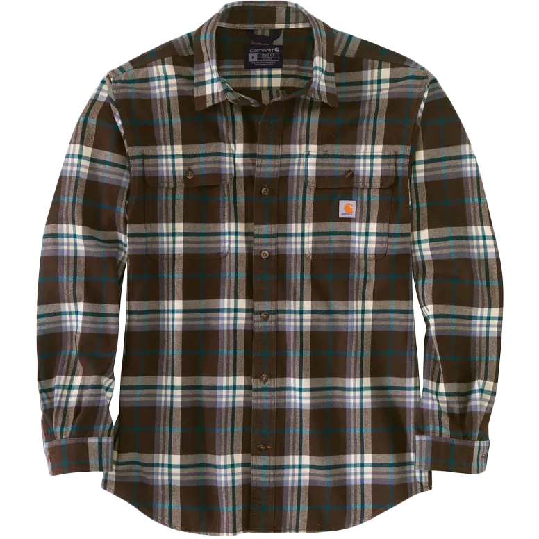 Men's Loose Fit Heavyweight Flannel Long-Sleeve Plaid Shirt