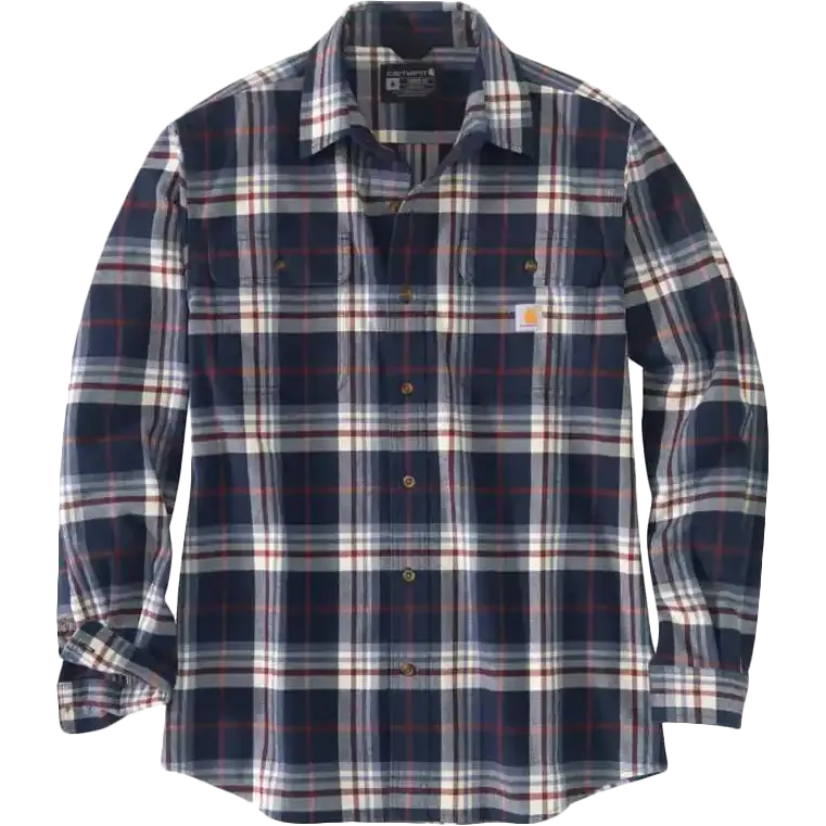 Men's Loose Fit Heavyweight Flannel Long-Sleeve Plaid Shirt