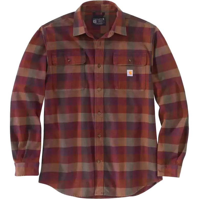 Men's Loose Fit Heavyweight Flannel Long-Sleeve Plaid Shirt