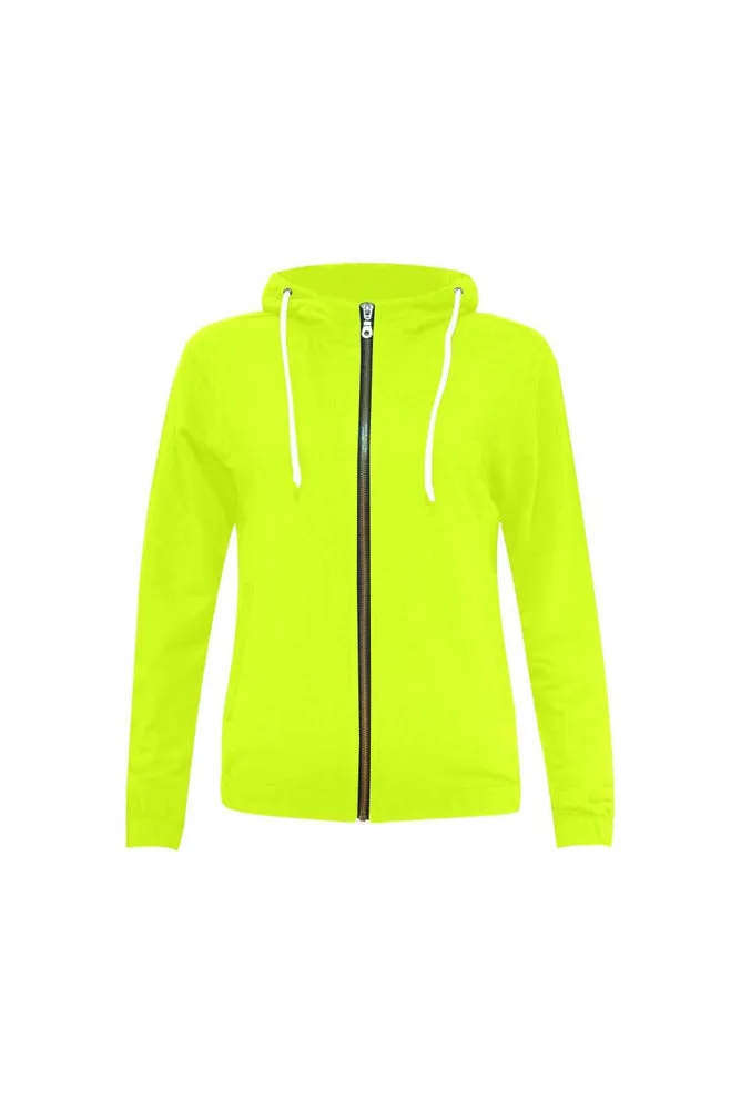 Neon Green Yellow Full Zip Hoodie for Women