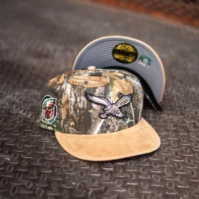 New Era Philadelphia Eagles 75th Anniversary Grey UV Cap with Real Tree Camo and Khaki Suede Accents