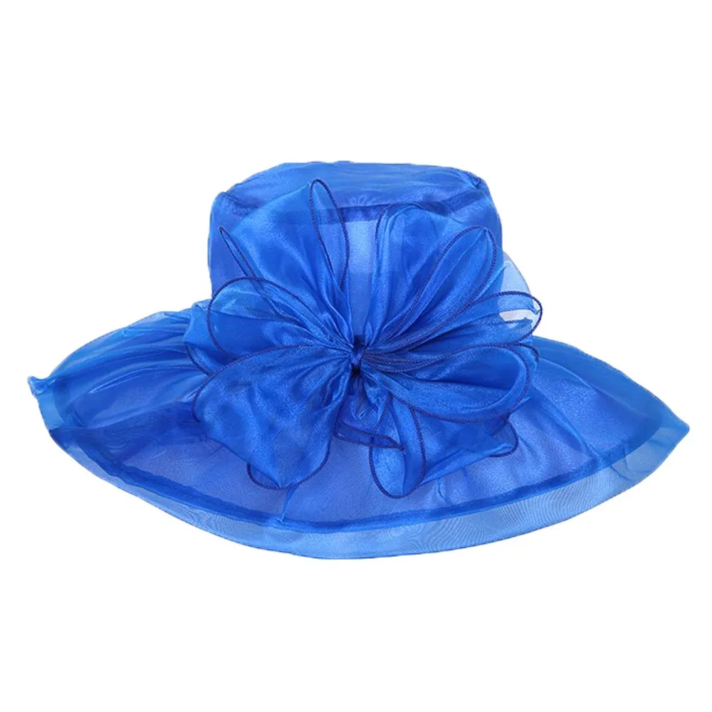 Organza Bow Wide Brim Hat