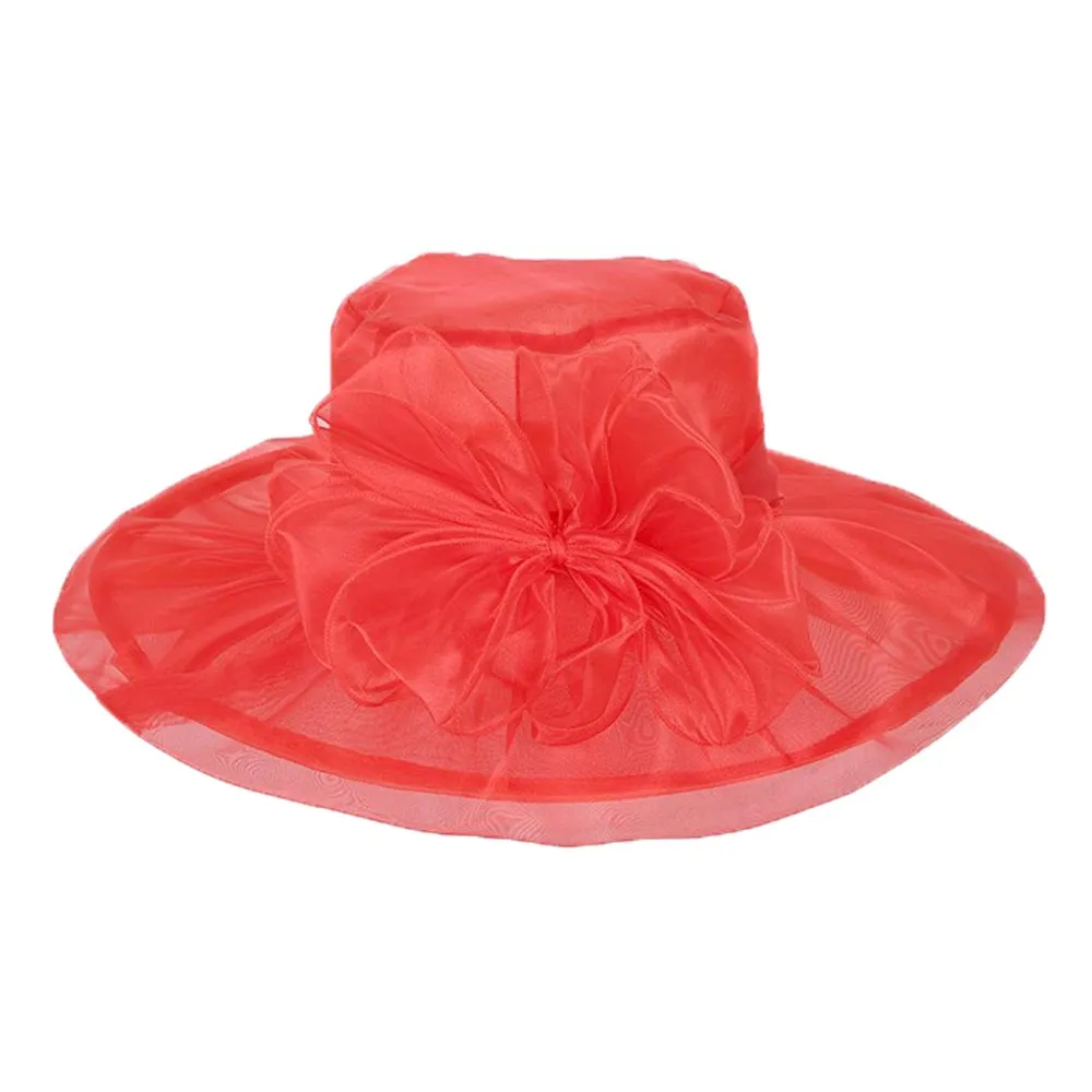 Organza Bow Wide Brim Hat