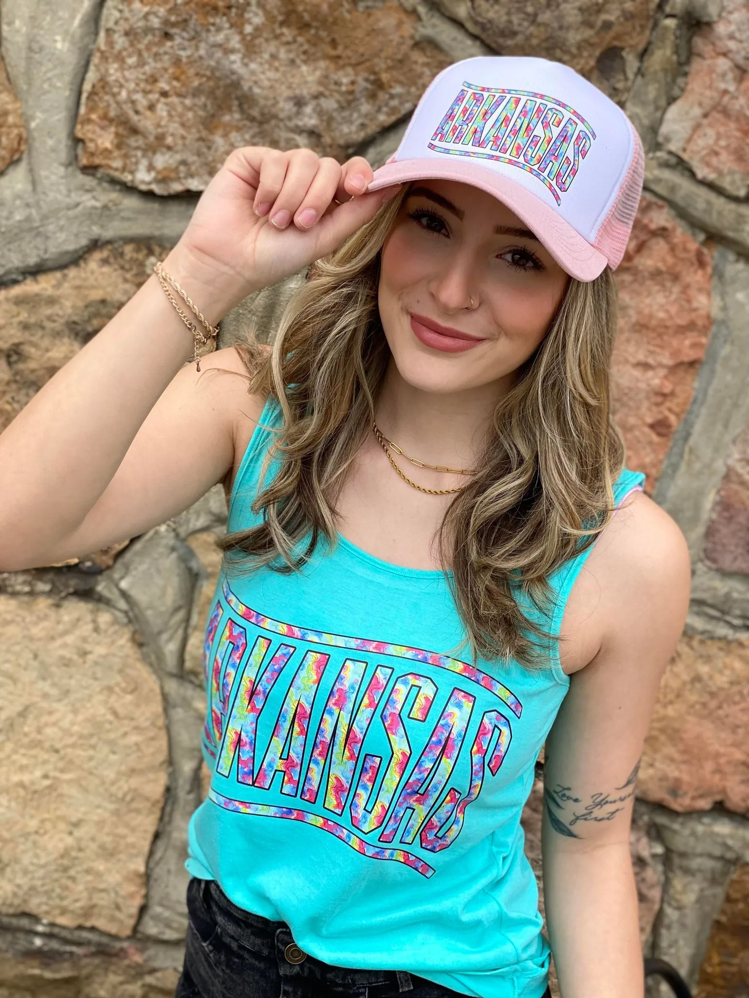 Pink Custom State Tie Dye Hat