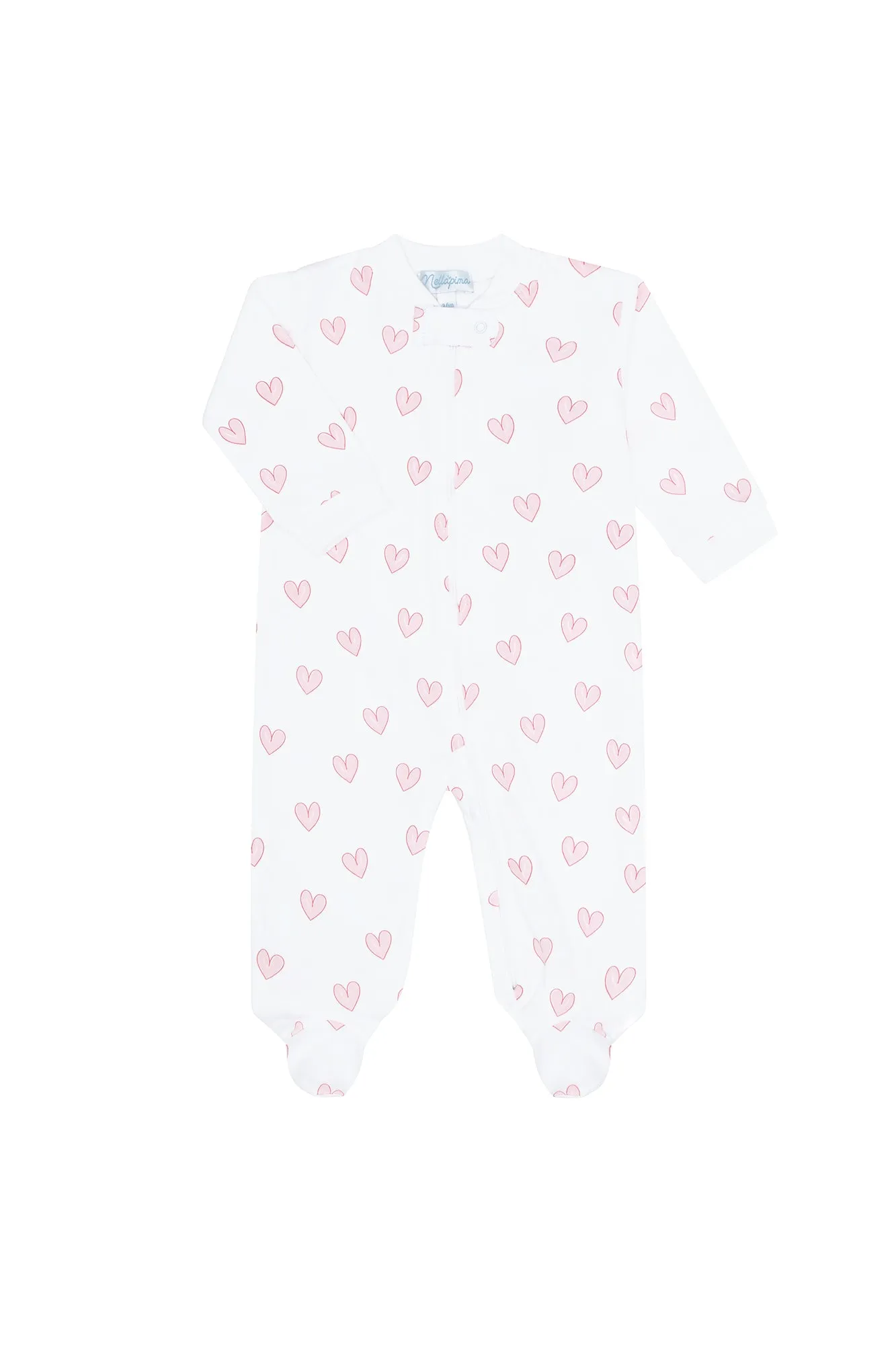 Pink Heart Print Zipper Footie