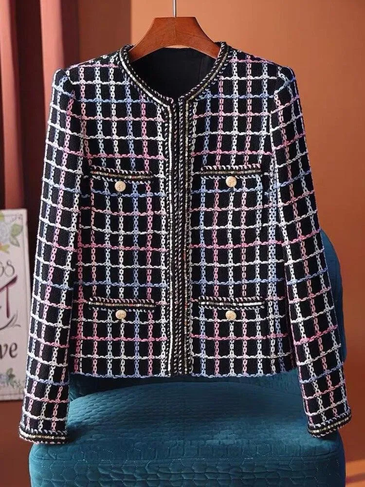 Plaid Casual Tweed Jacket Women