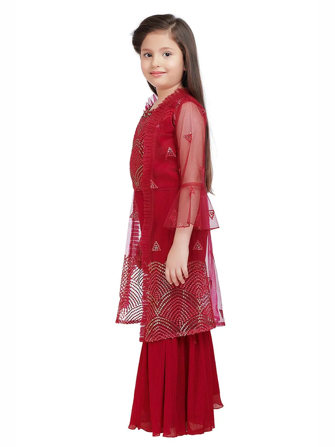 Rani Coloured Gharara / Sharara Set For Girls