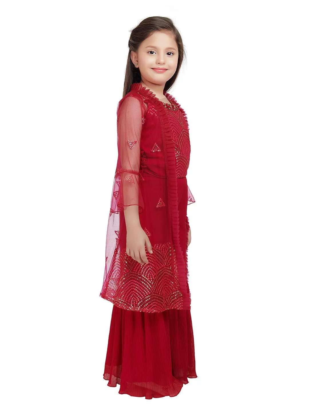 Rani Coloured Gharara / Sharara Set For Girls