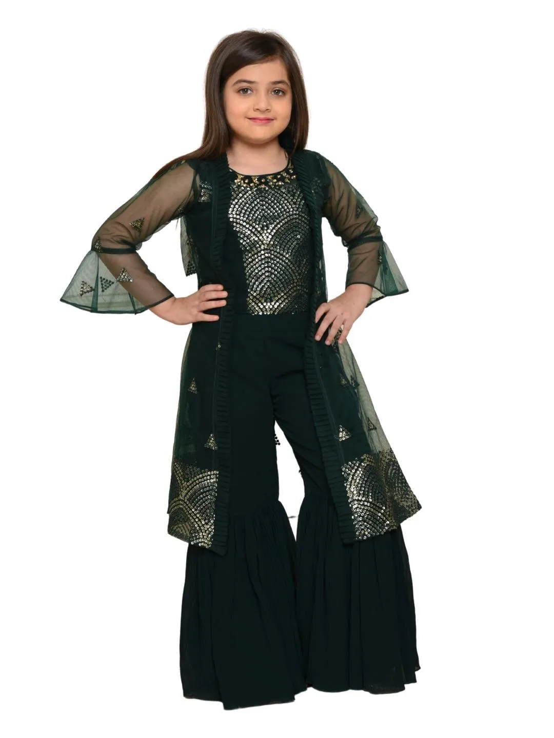 Rani Coloured Gharara / Sharara Set For Girls