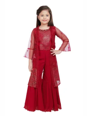 Rani Coloured Gharara / Sharara Set For Girls