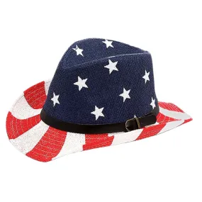 Red, White & Blue American Flag Cowboy Faux Leather Belt